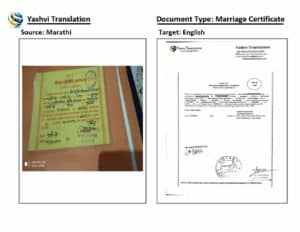 Marriage certificate Translation Marathi to English