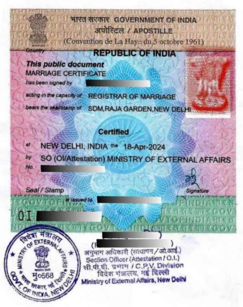 apostille process personal documents india