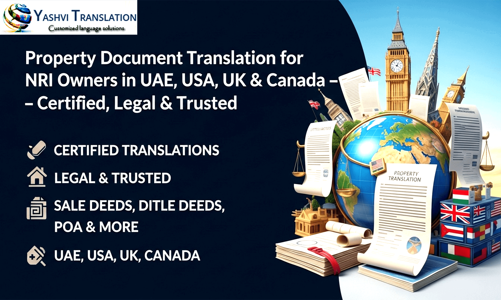 Property Document Translation For NRI Owners In UAE · USA · UK · Canada